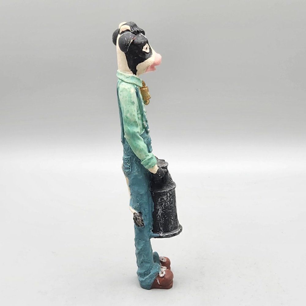 Tall Skinny Mr. Cow with Milk Can Resin Figurine 5.75" Farm Country - Picture 4 of 7